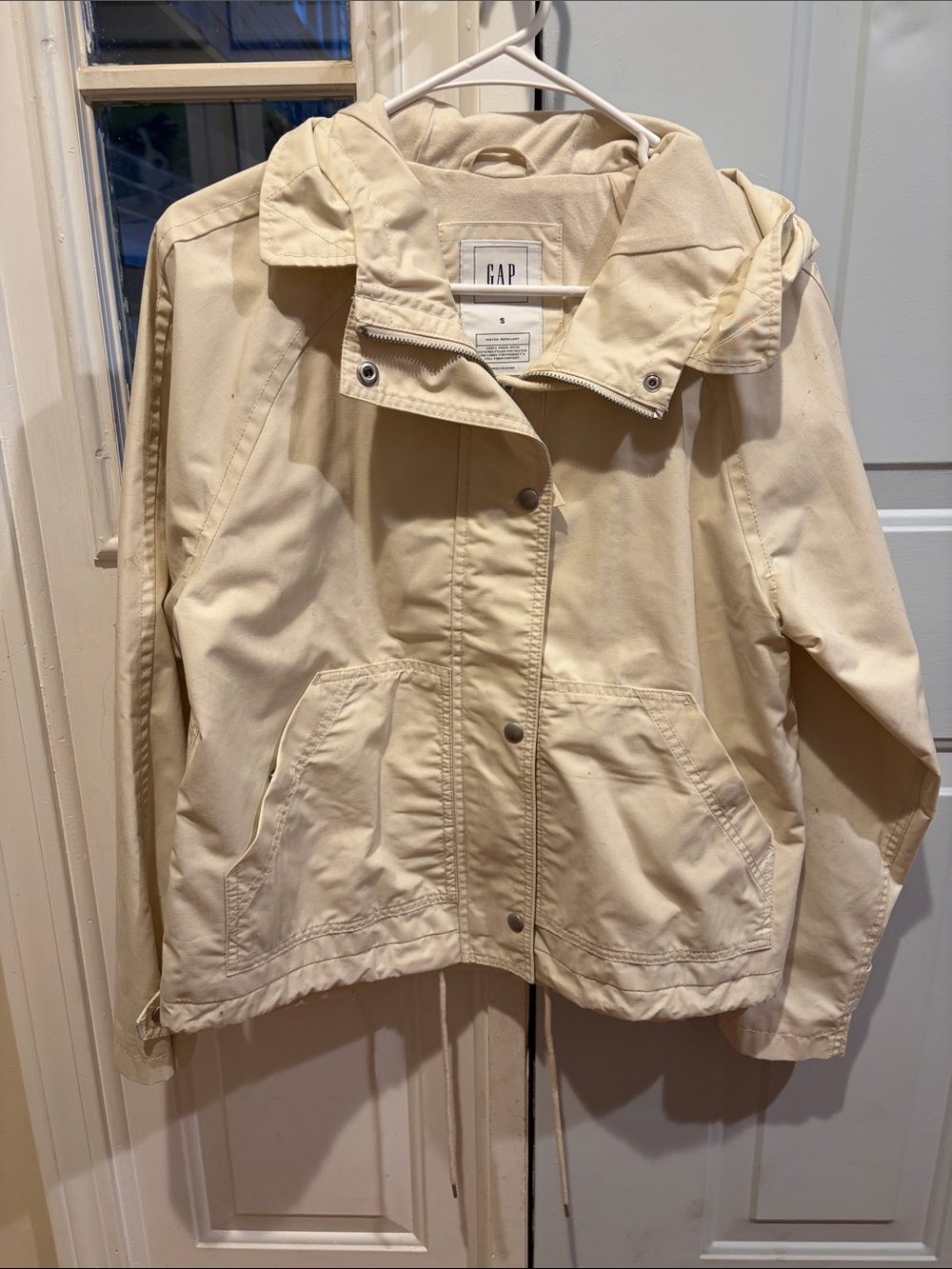 GAP Women's Light Cream Hooded Utility Jacket